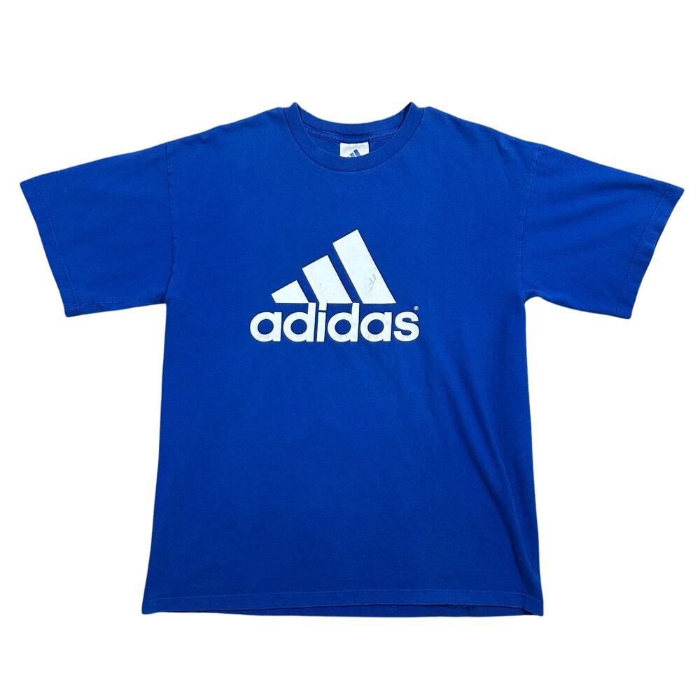 Vintage Y2K Adidas Big Logo T-Shirt Men’s Medium Blue Hip Hop Skate Tee